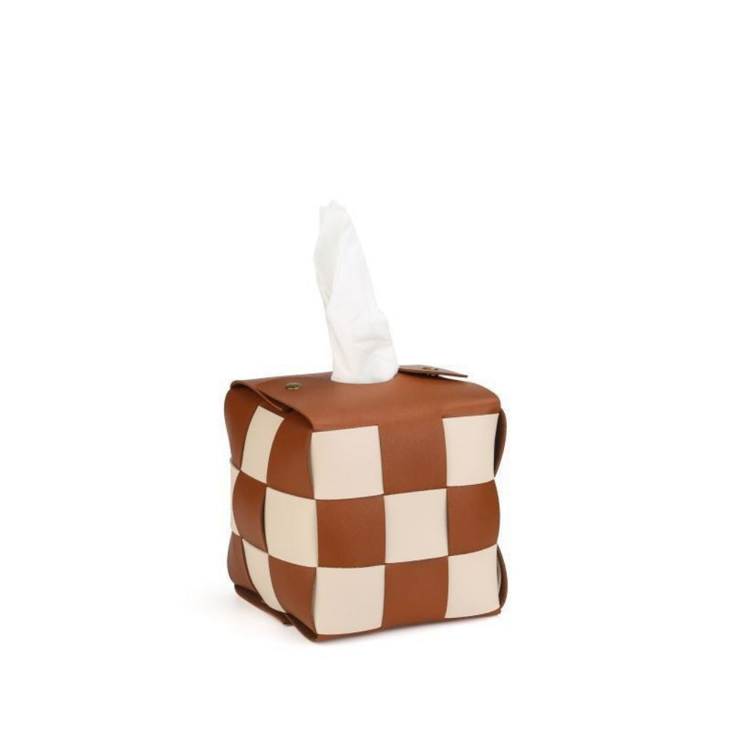 PU material tissue box organizer for countertop storage and vanity organization needs