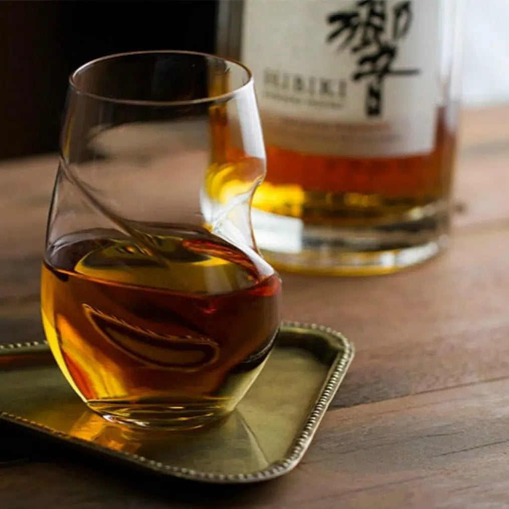 Clear twisted spirits glass ergonomic design borosilicate whiskey tumbler bar accessories