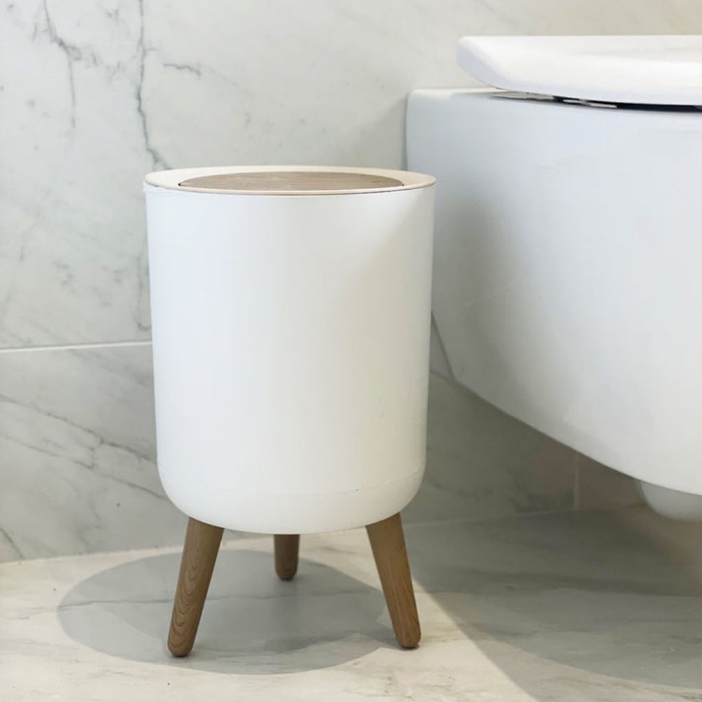 Push top waste basket with discreet lid design perfect for living room and small space organization