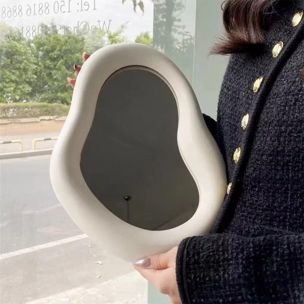 Modern cloud shaped mirror featuring unique wavy design perfect for contemporary home decor styling