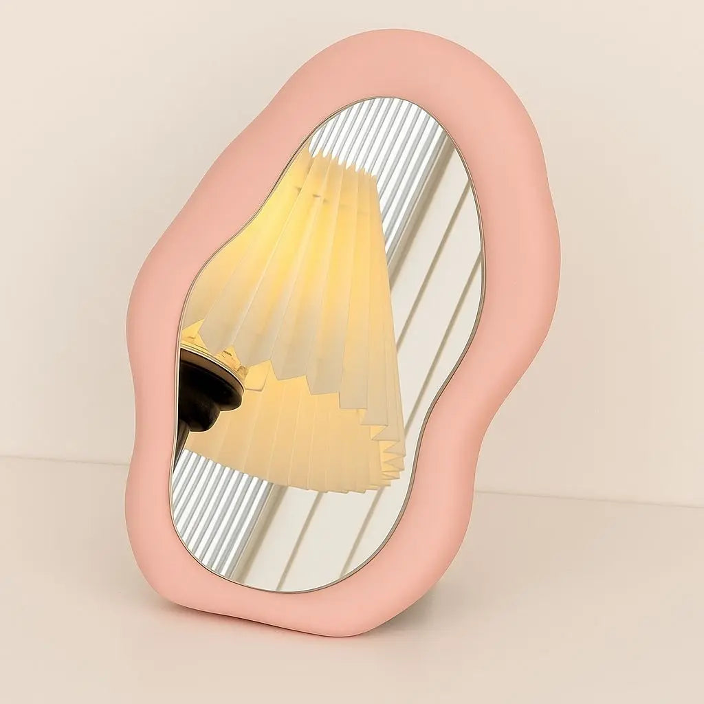 Cloud shaped vanity mirror with irregular organic design perfect for desktop and wall mount home decor