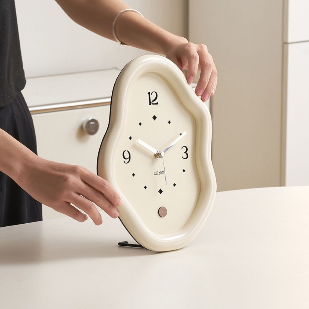 Compact wooden table clock perfect desk size for versatile placement in home office or bedroom spaces