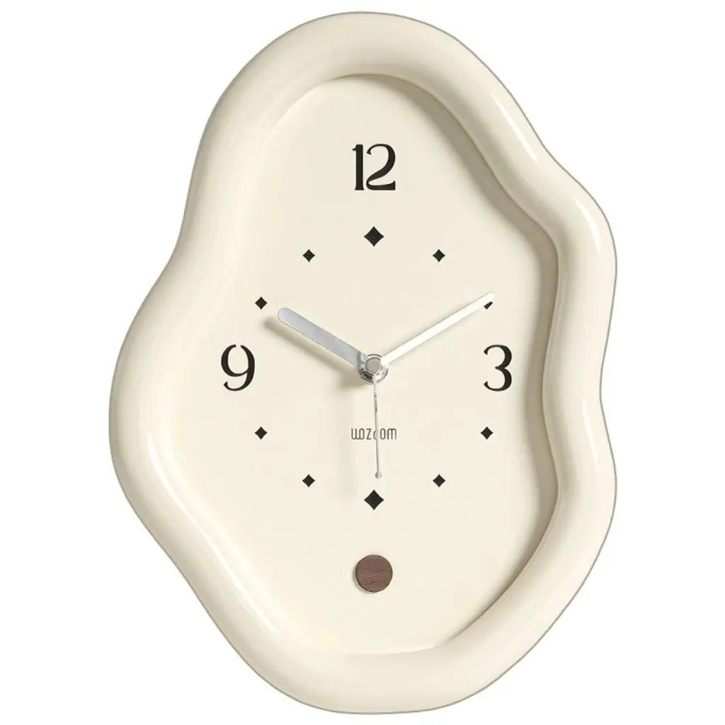 Wavy wooden sculptural clock with freestanding design, artistic timepiece for contemporary home styling