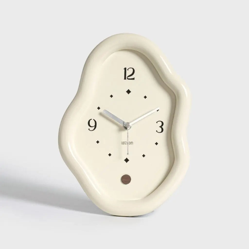 Decorative wooden desk clock styled in modern home office setting, perfect shelf accent for workspace decor