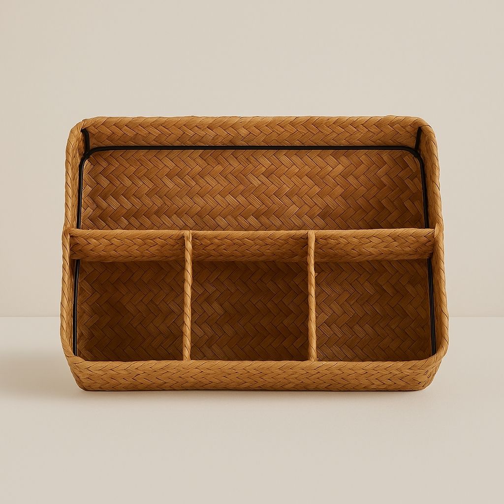 Handcrafted willow woven storage basket for home organization and rustic decor