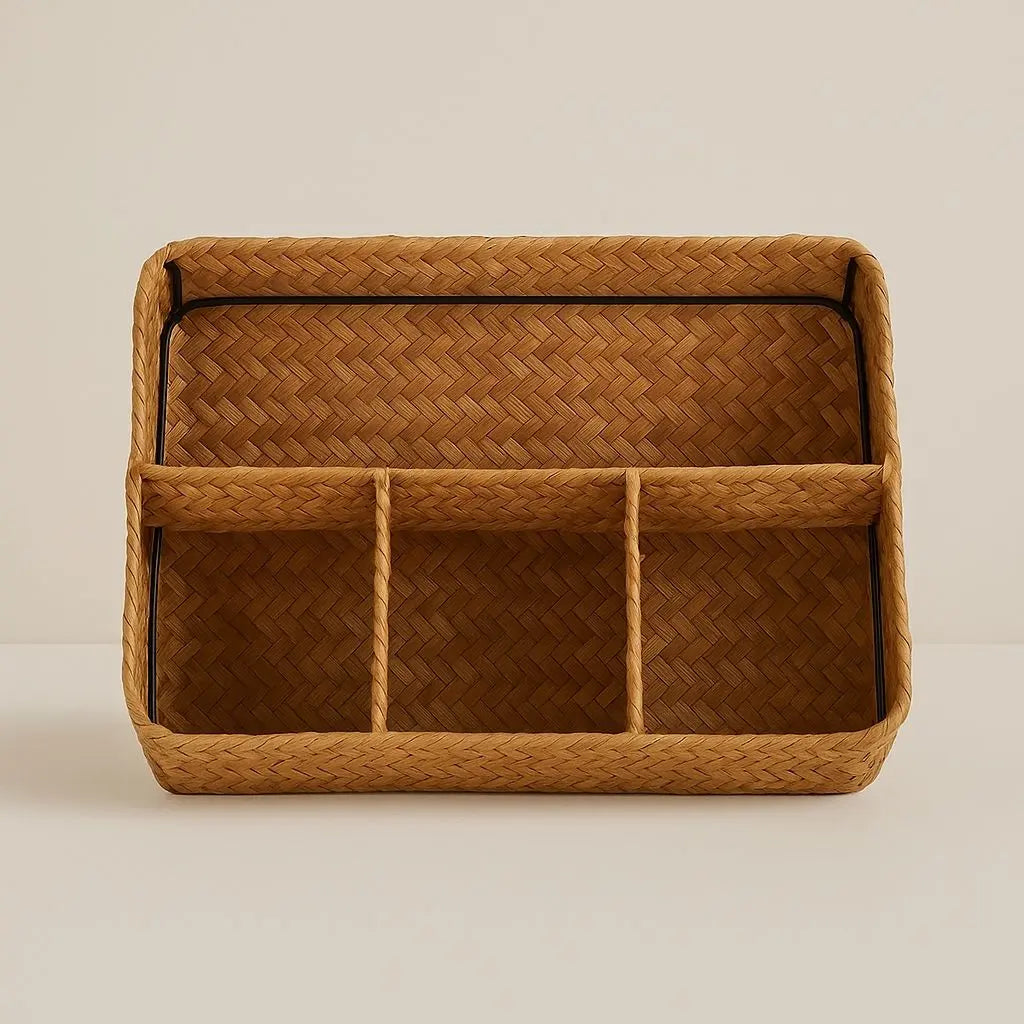 Handcrafted willow woven storage basket for home organization and rustic decor