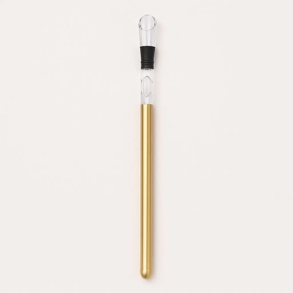 Stainless steel wine chiller set with cooling rod aerator and matching stopper in elegant gift box