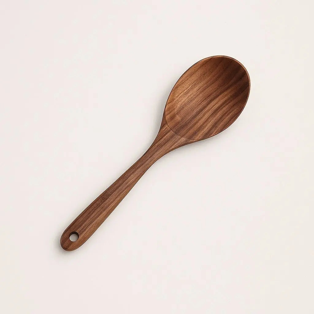 Handcrafted wooden kitchen utensils made from natural sustainable wood for eco-friendly cooking