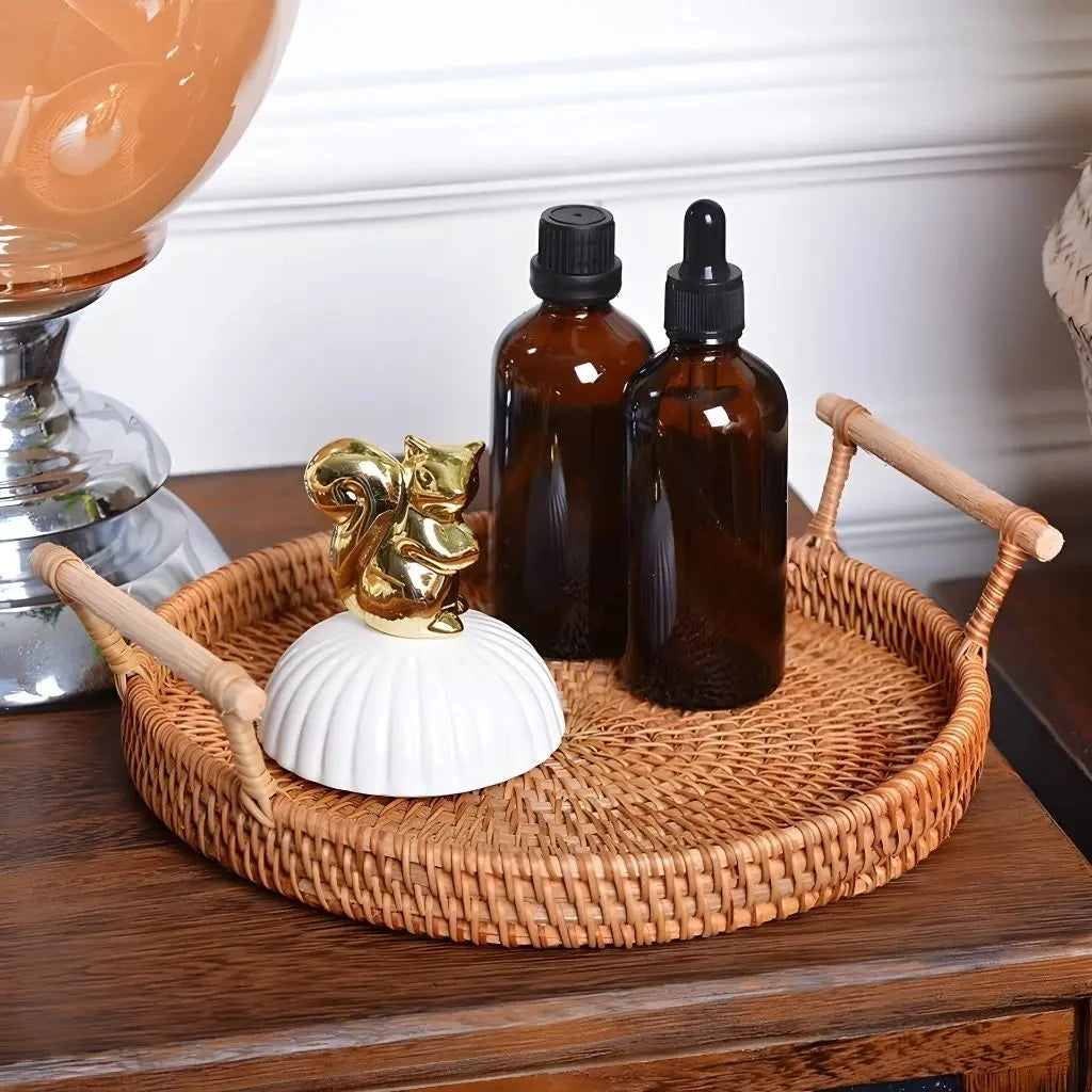 Woven rattan basket tray showcasing artisan craftsmanship for versatile home organization solutions