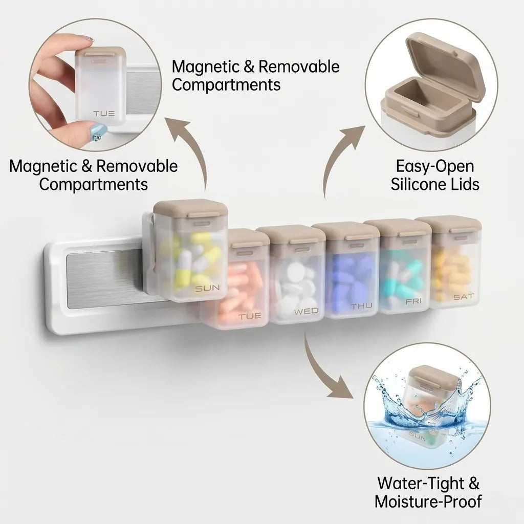 Aethel Magnetic Weekly Pill Organizer