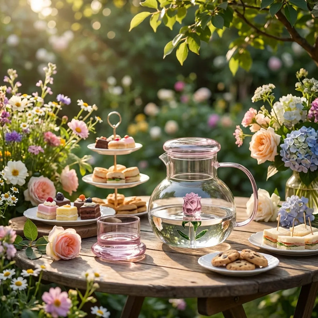 Rose Blossom Glass Teapot