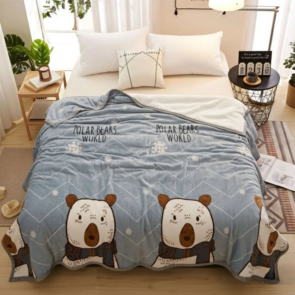 Comfortable polyester throw with arctic polar bear motif designed for lightweight everyday use