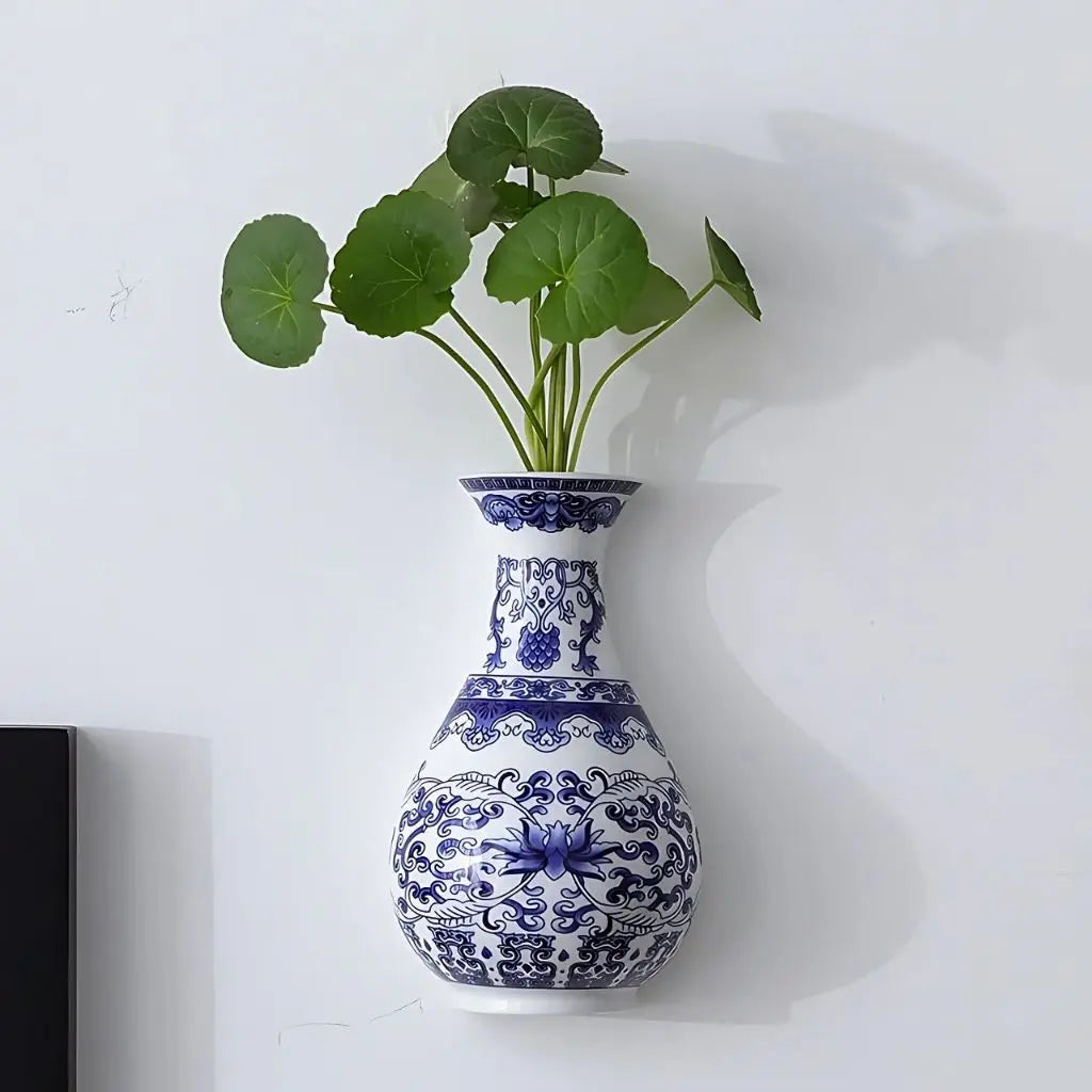 Ceramic Blue & White Wall Vase Inovessa