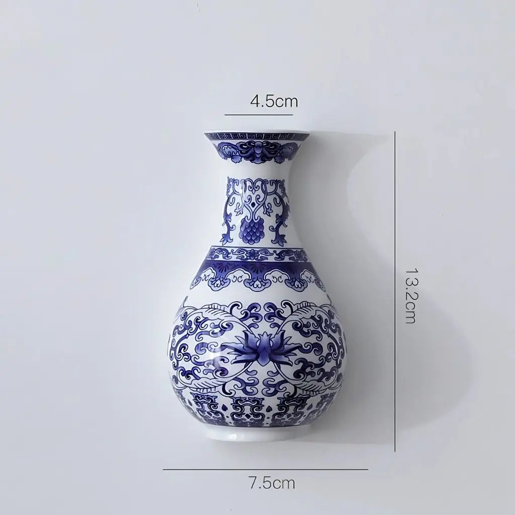 Ceramic Blue & White Wall Vase Inovessa