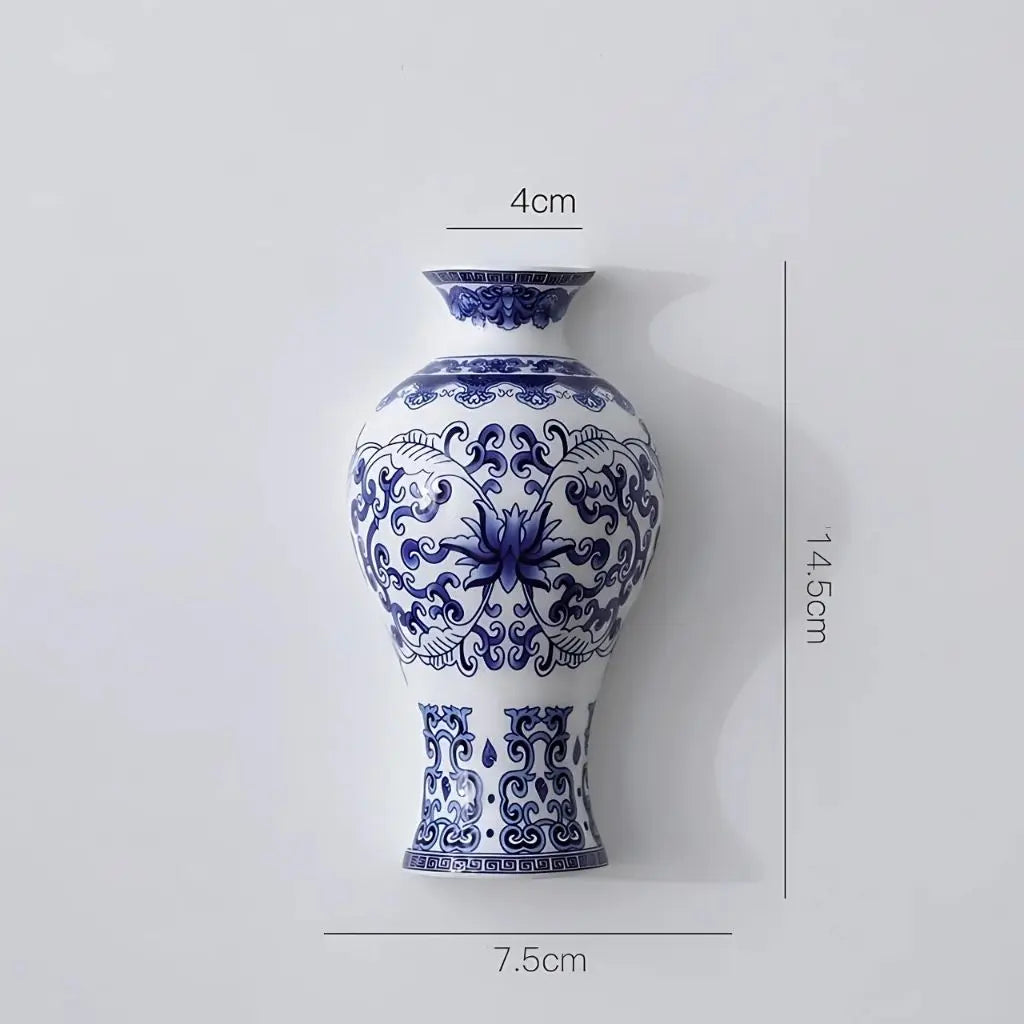 Ceramic Blue & White Wall Vase Inovessa