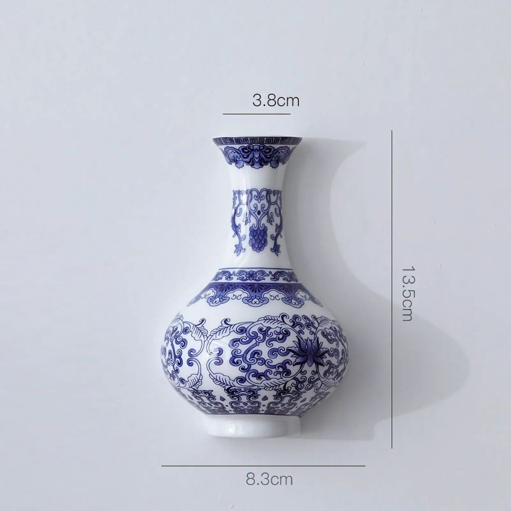 Ceramic Blue & White Wall Vase