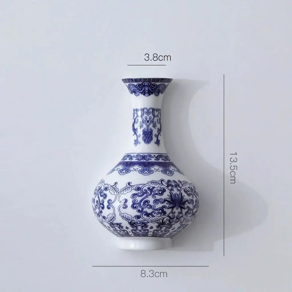 Ceramic Blue & White Wall Vase Inovessa