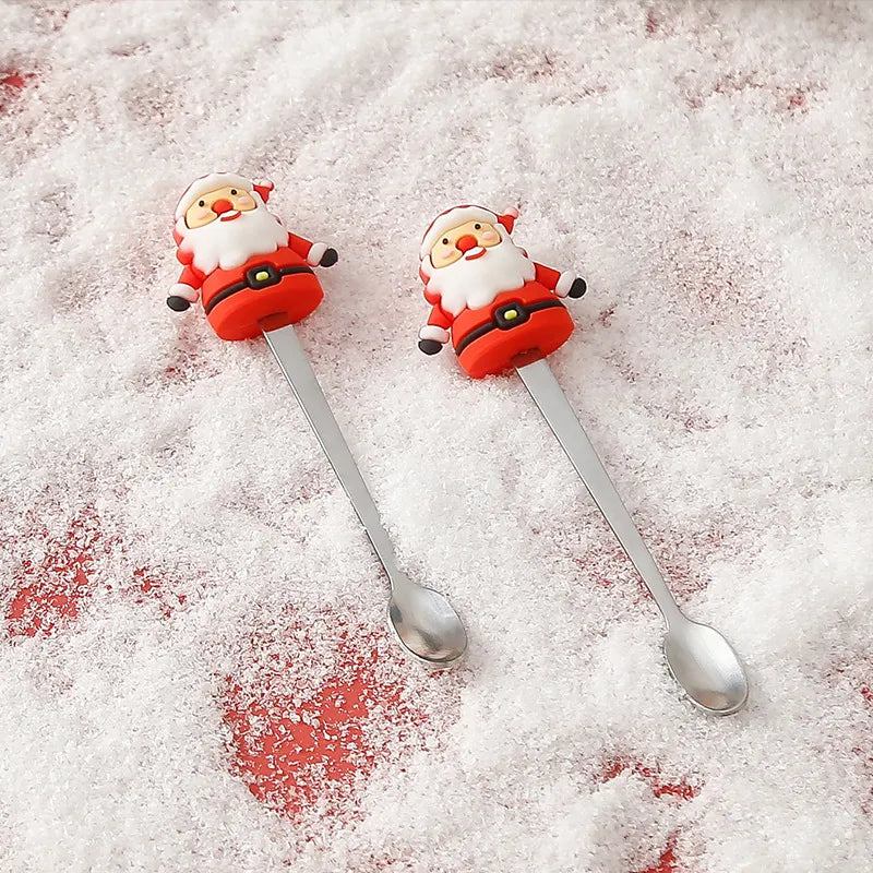 Christmas Ceramic Mug with Lid and Spoon