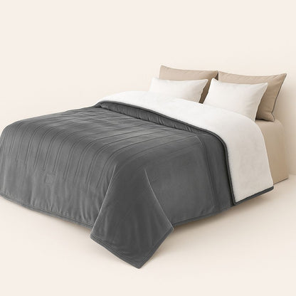 electric heated fleece blanket with dual controllers and 10 temperature levels for customizable warmth 