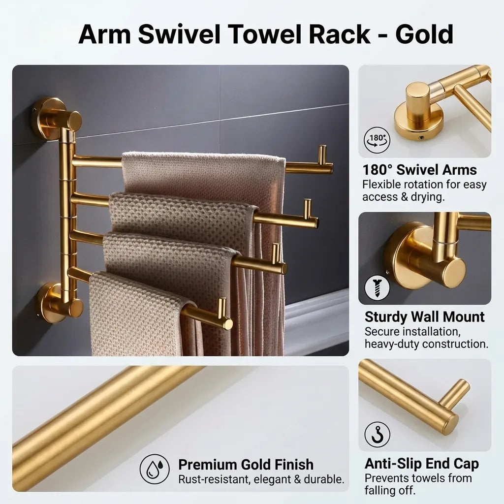 Caffira Golden Rotatable Towel Rack