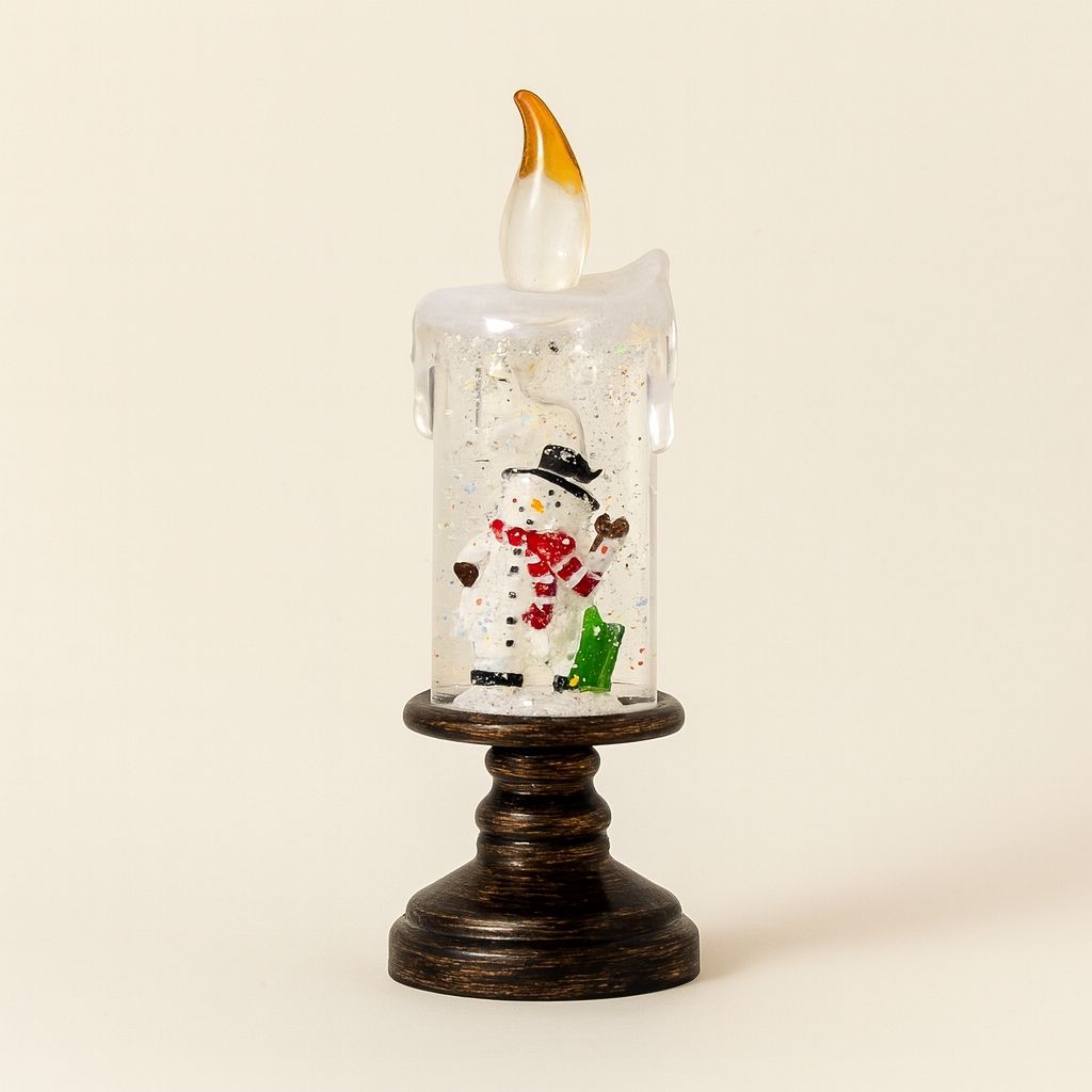 Illuminated winter lantern showing glowing particles in motion on white background