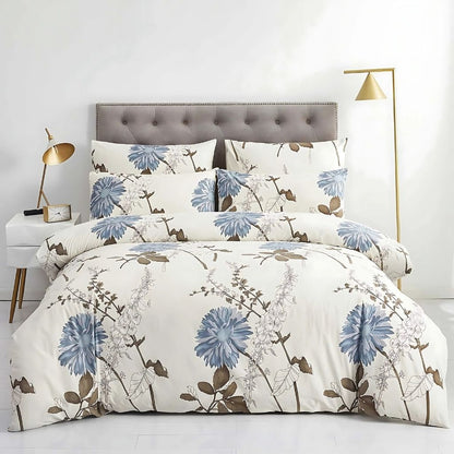  Breathable microfiber duvet cover with fade-resistant floral print and smooth comfortable texture