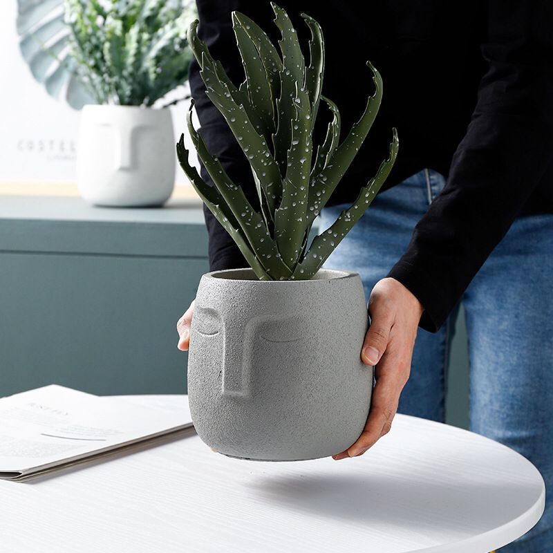 Amra Sculpted Face Plant Pot