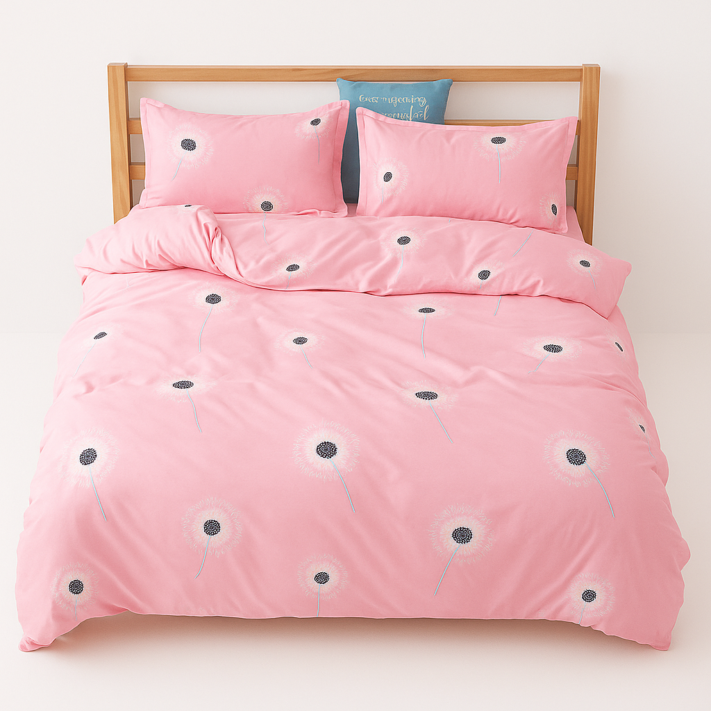 Close-up of smooth acetate fiber duvet cover showing soft durable texture and easy-care fabric finish