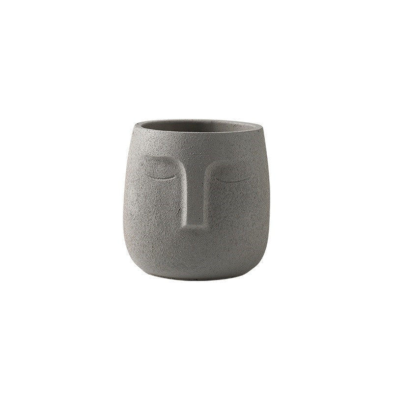 Amra Sculpted Face Plant Pot