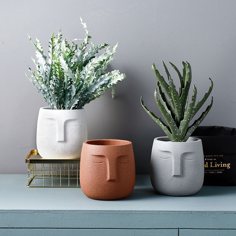 Amra Sculpted Face Plant Pot