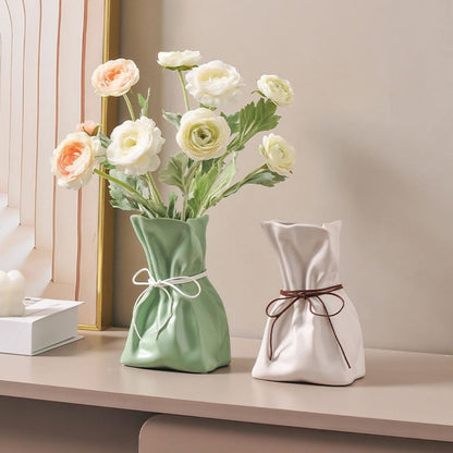  Unique rustic ceramic vase with rope texture design perfect for boho and farmhouse decor