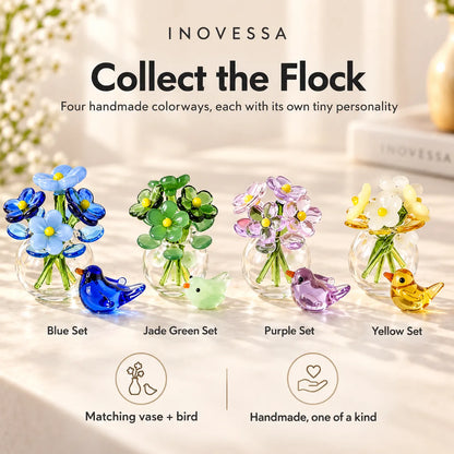 Avelle Glass Bloom & Bird Set
