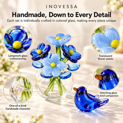 Avelle Glass Bloom & Bird Set