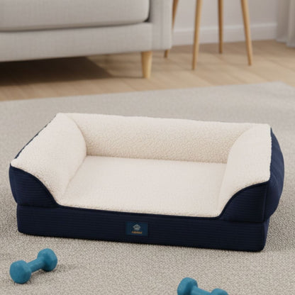 Washable fleece dog bed with removable cover and orthopedic polyester fiber fill