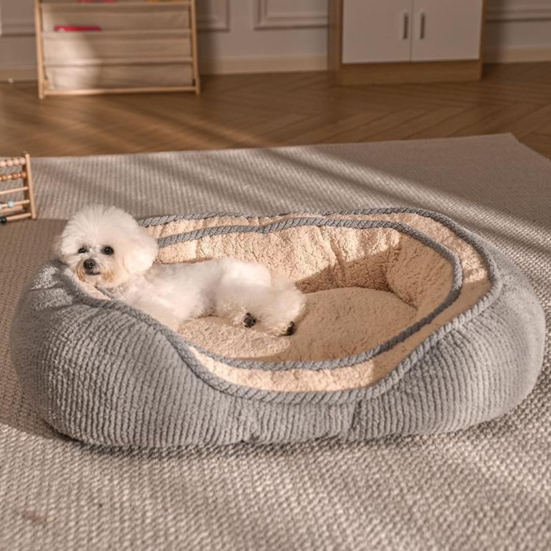 Non-slip dog bed with anti-skid bottom for stable placement on hardwood floors