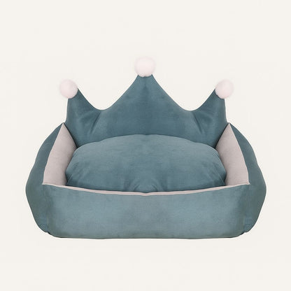 Plush dog bed with raised sides and soft suede construction