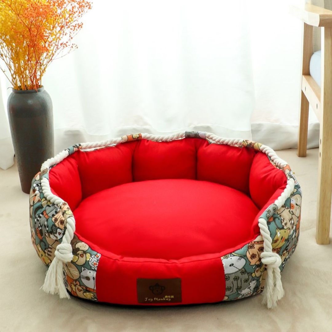 Soft enclosed pet nest with cave style design for anxiety relief