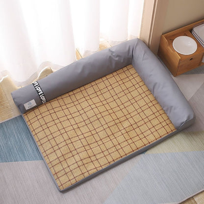 Small triangular bamboo mat with breathable surface for corner spaces