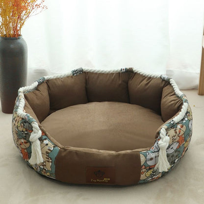 Pet bed with matching blanket set for extra warmth and cozy nesting

