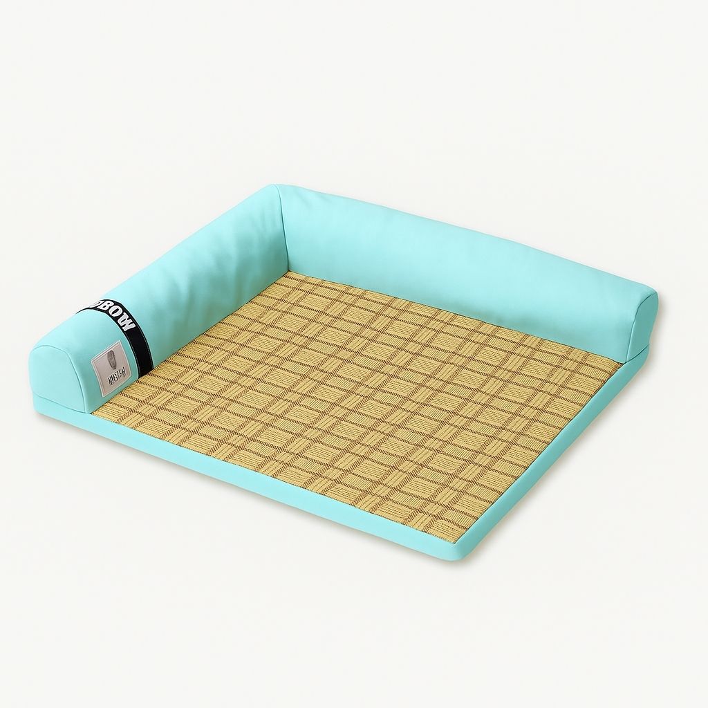Bamboo fiber cooling mat with soft suede edges and non-slip base