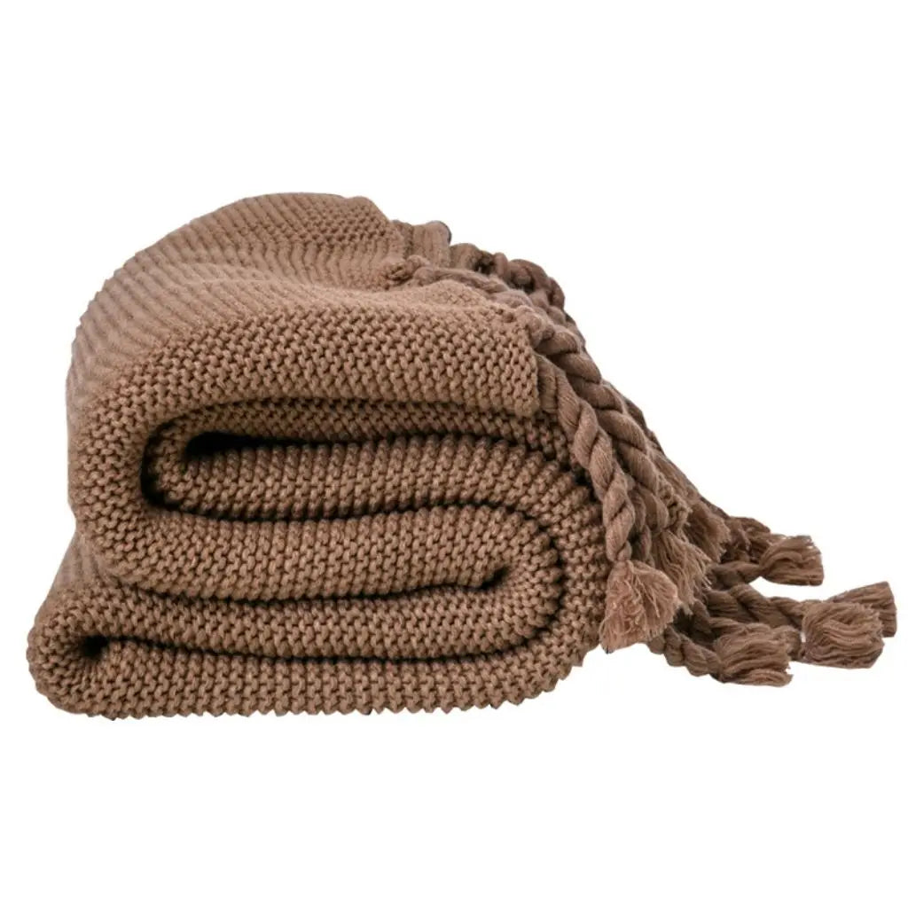 Chloe Twist Tassel Cotton Knit Blanket Inovessa
