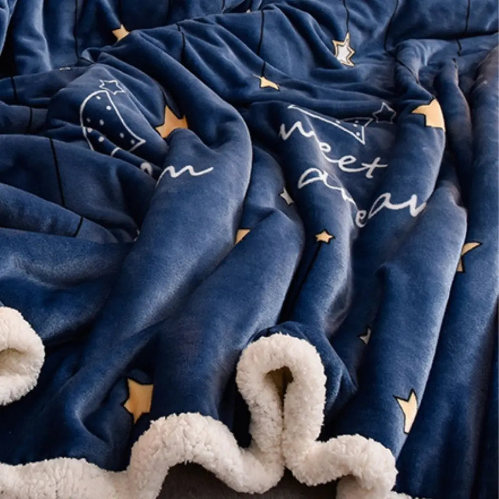 Polyester throw winter cover bedroom accessory with decorative textile detail