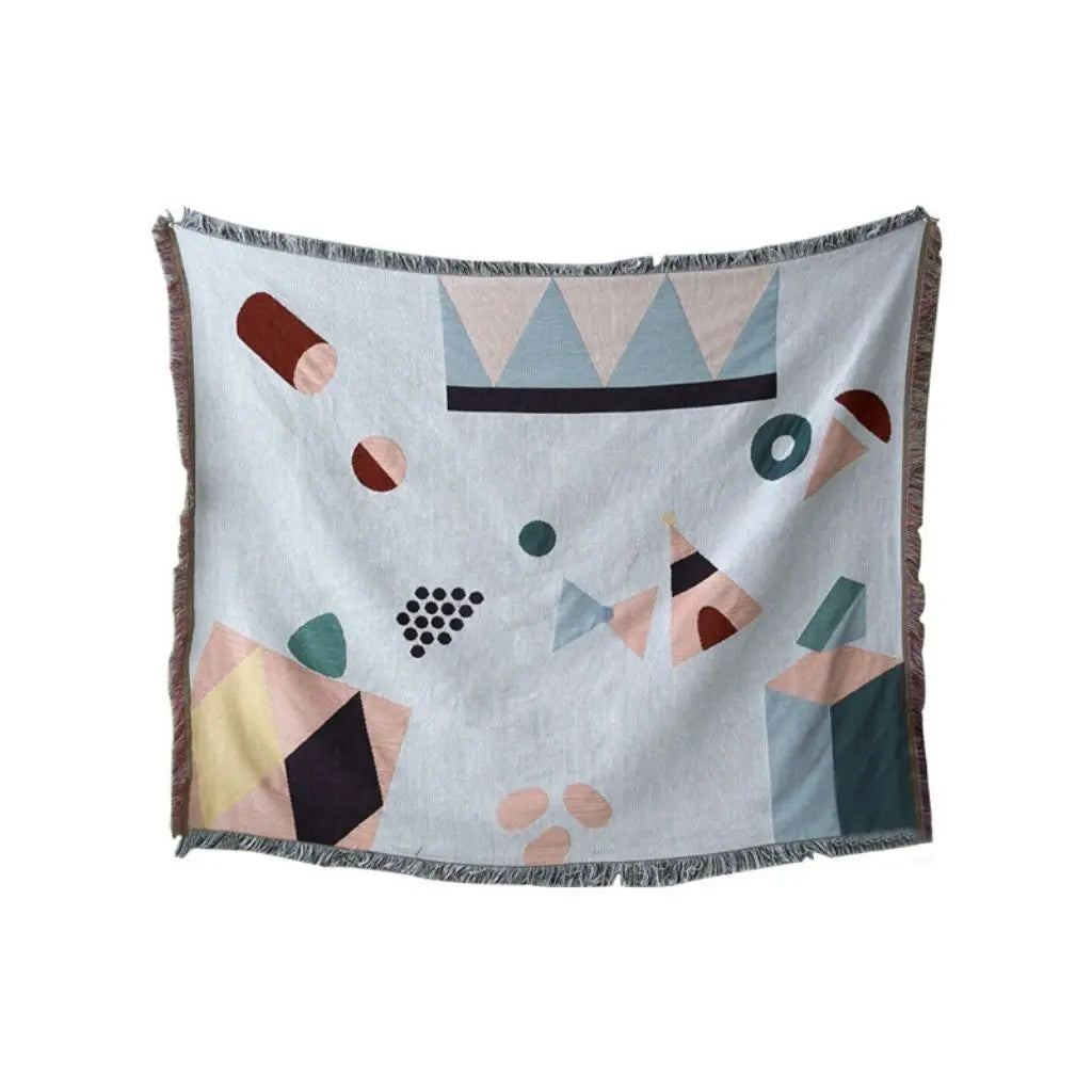 ofa throw blanket with modern geometric pattern in breathable cotton blend