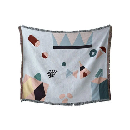ofa throw blanket with modern geometric pattern in breathable cotton blend