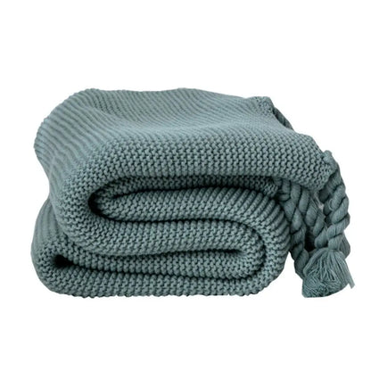 Chloe Twist Tassel Cotton Knit Blanket Inovessa