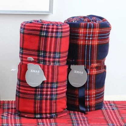 Flannel plaid blanket in red checkered fleece for cozy home comfort