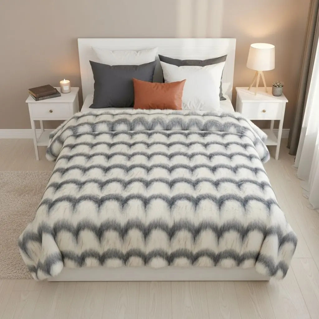 Plush faux fur blanket showing luxurious fluffy texture and soft fabric detail