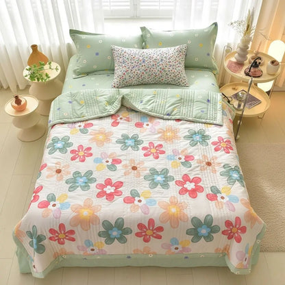 Washed cotton blanket summer bedding airable fabric long lasting colors bedroom essential