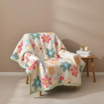 Cotton summer throw breathable bed cover lightweight blanket for warmer months restful sleep