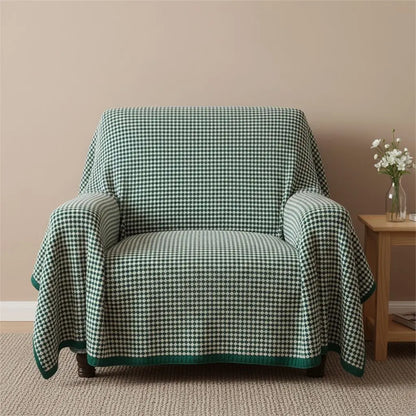 Acrylic blanket with geometric jacquard pattern in neutral tones for modern home décor